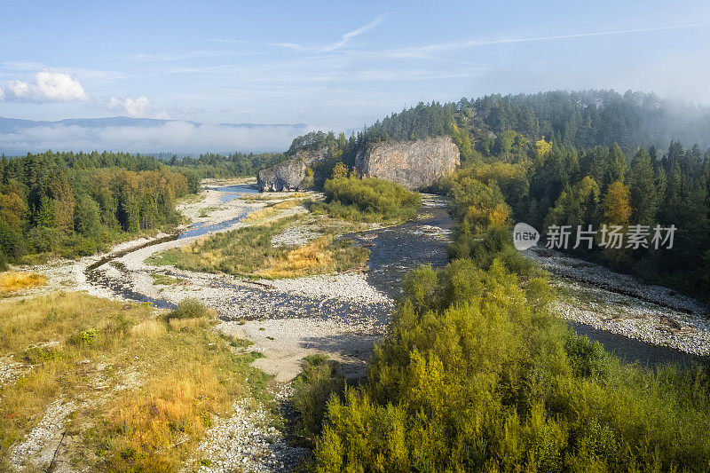 在波兰度假- Białka河峡谷的鸟瞰图